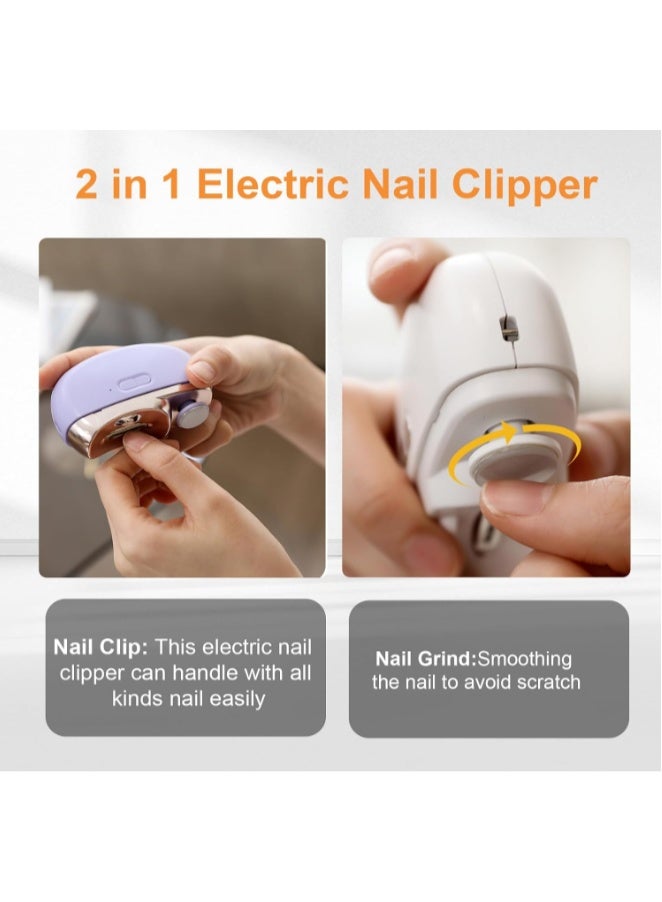 مقص أظافر كهربائي أوتوماتيكي، أداة تشذيب وتلميع أظافر، 3 في 1، قص أظافر محمول مع ضوء، سرعتان، مبرد، مشبك أظافر، تخزين، قابل لإعادة الشحن، آمن، مناسب لكبار السن والبالغين والأطفال والرضع (أبيض) - Image 5